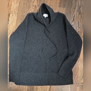 Lou & Grey Heathered Waffle Cloudstitch Mockneck Pullover In Charcoal